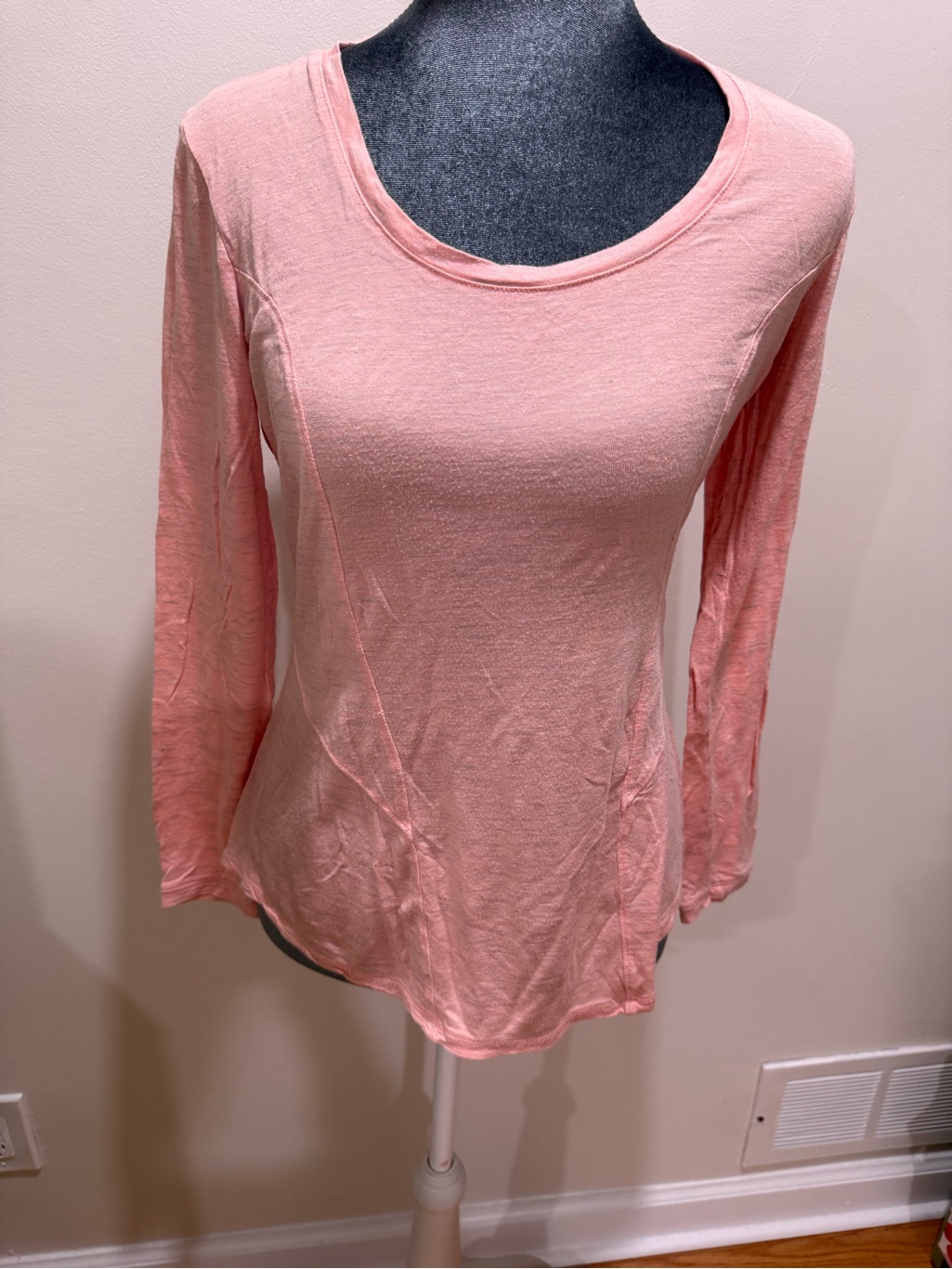 Simply Vera Vera Wang Soft Pink Long Sleeve Scoop Neck Top